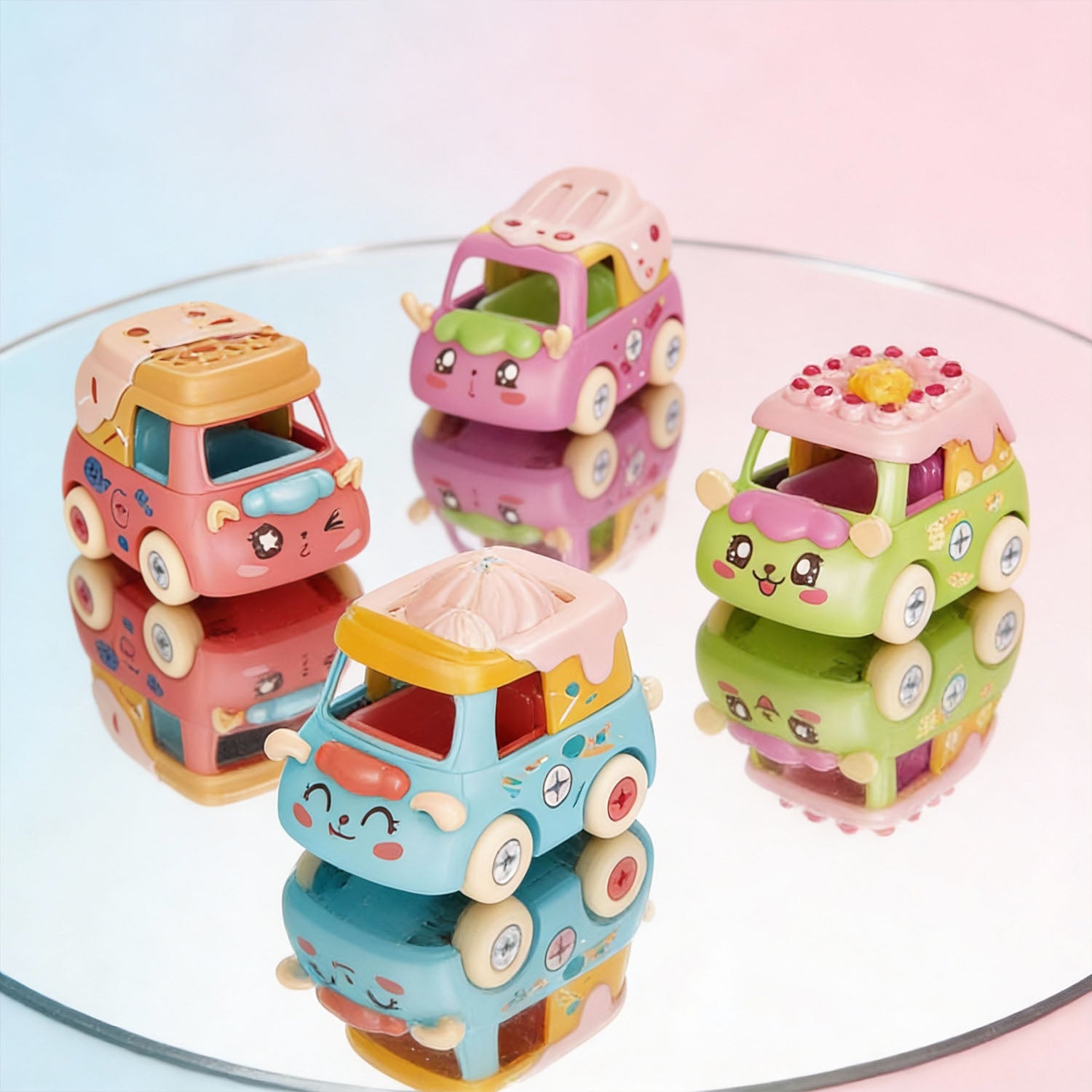 Colorful popsicle and ice cream cart toy vehicles