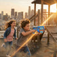 Kids revolver-style foam dart blaster with manual firing system and ergonomic grip design