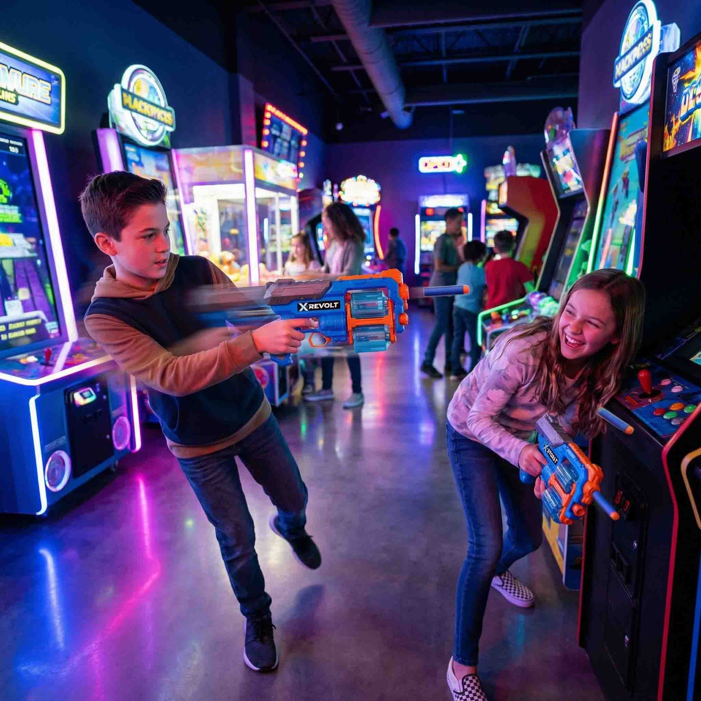 Action shooting toy blaster designed for kids imaginative play and active movement
