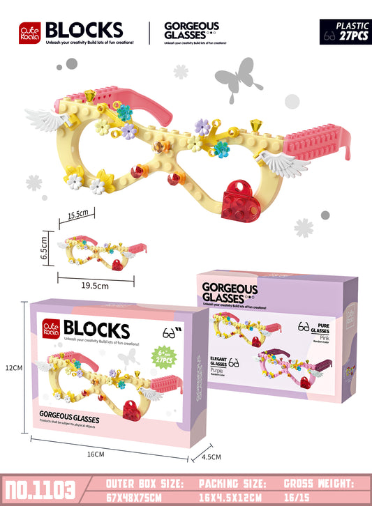 DIY Blocks Glasses Kit (27 PCS) – Gorgeous Flower Style, Kids 6+