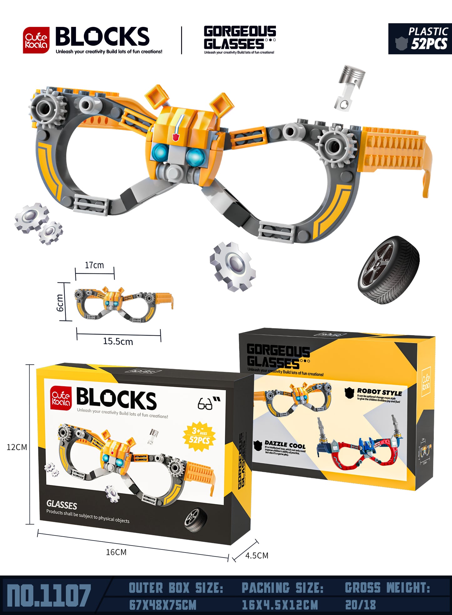DIY Blocks Glasses Kit (27 PCS) – Gorgeous Flower Style, Kids 6+