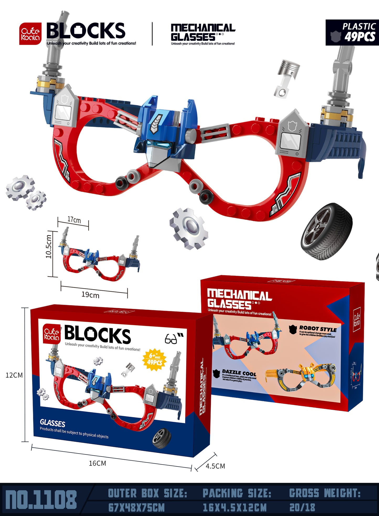 DIY Blocks Glasses Kit (27 PCS) – Gorgeous Flower Style, Kids 6+