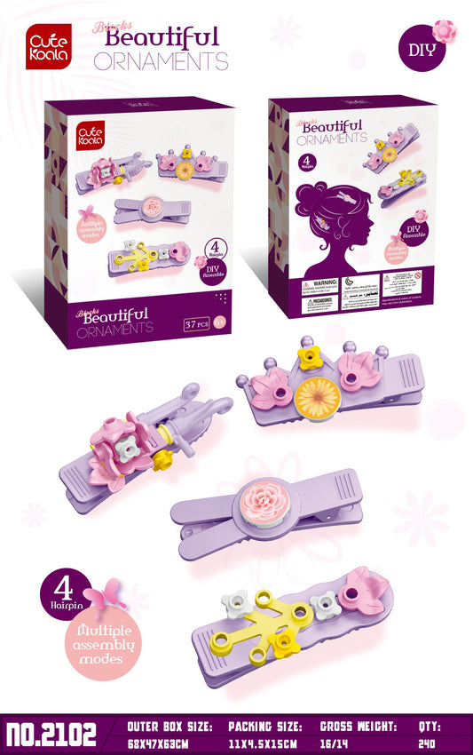 DIY Hair Clips Building Kit (30 PCS) – Beautiful Ornaments, 4 Hairpins, Kids 6+