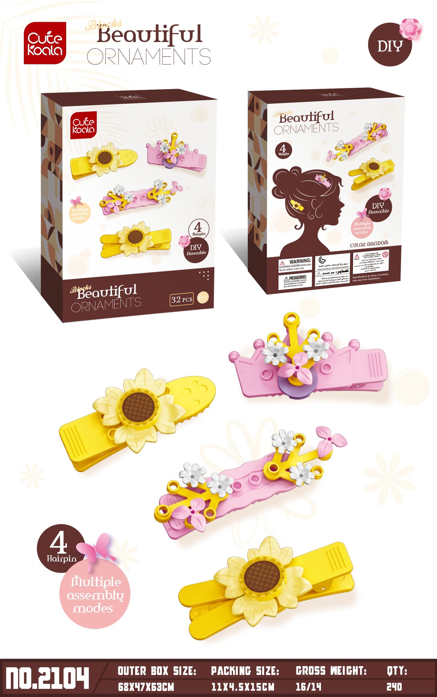 DIY Hair Clips Building Kit (30 PCS) – Beautiful Ornaments, 4 Hairpins, Kids 6+