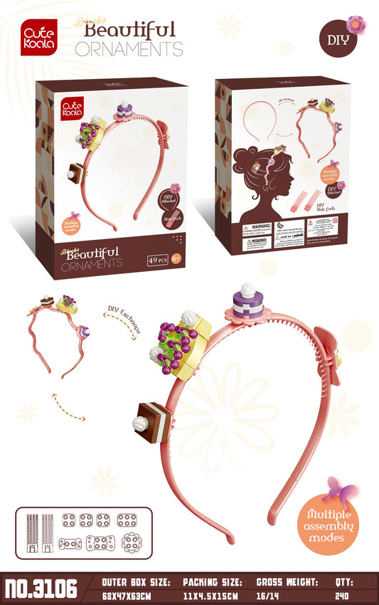 DIY Small Particle Building Block Girl Headband Accessories – Dessert & Snowflake Series