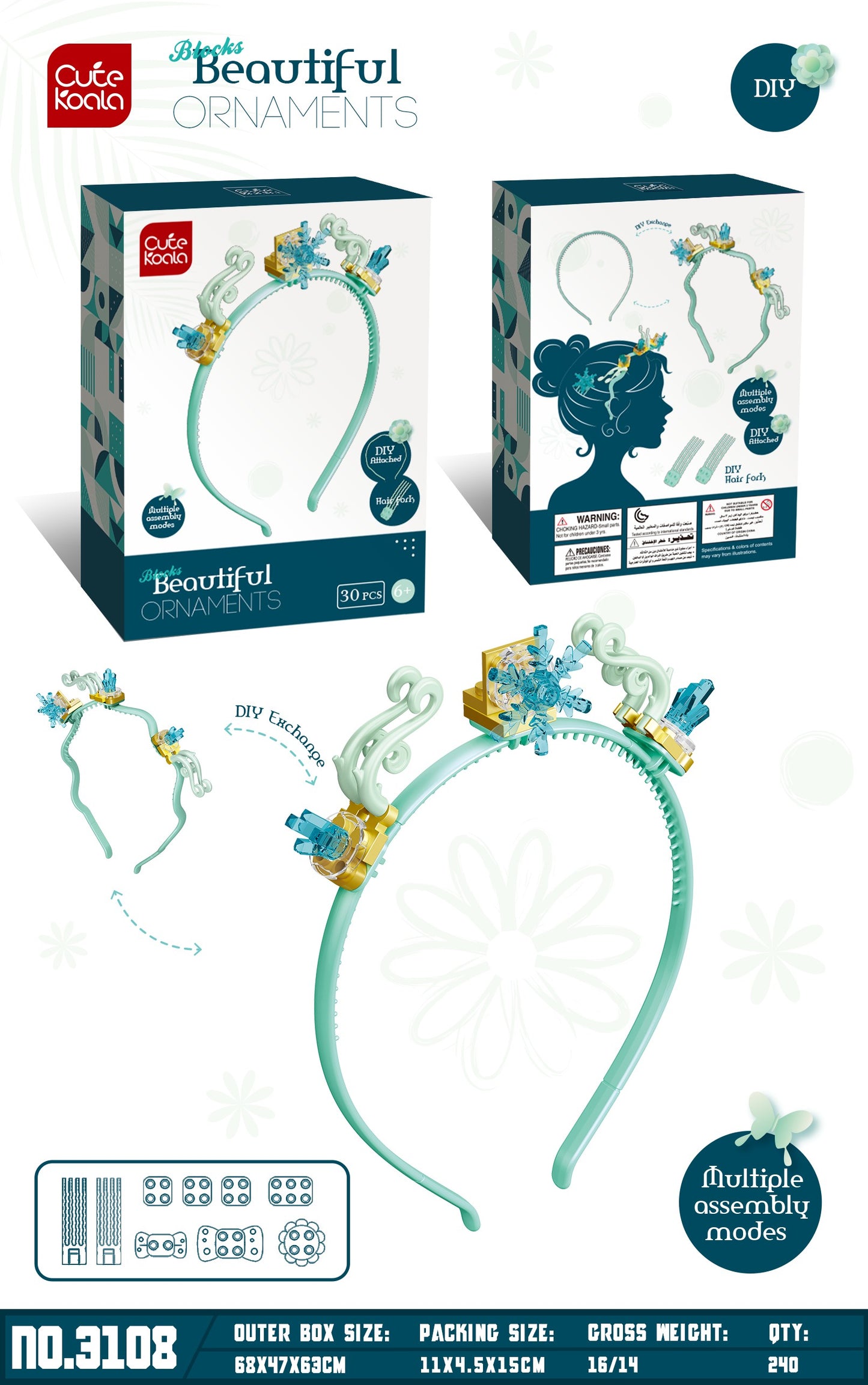 DIY Small Particle Building Block Girl Headband Accessories – Dessert & Snowflake Series