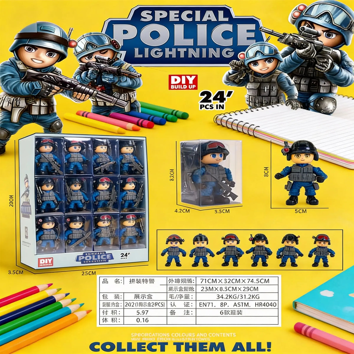 Special Police Lightning DIY Action Figures – 24PCS Collectible Toy Set