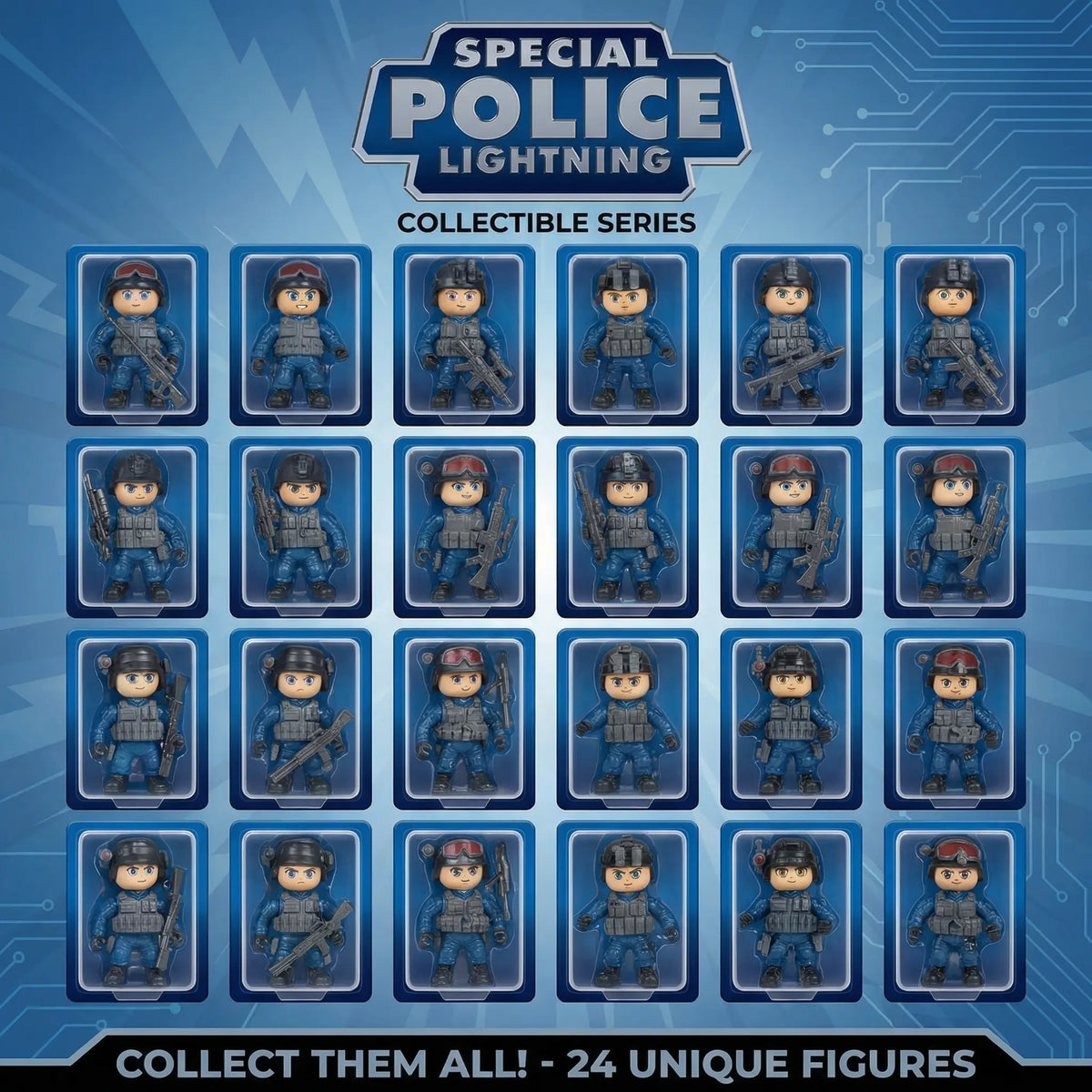 Special Police Lightning DIY Action Figures – 24PCS Collectible Toy Set
