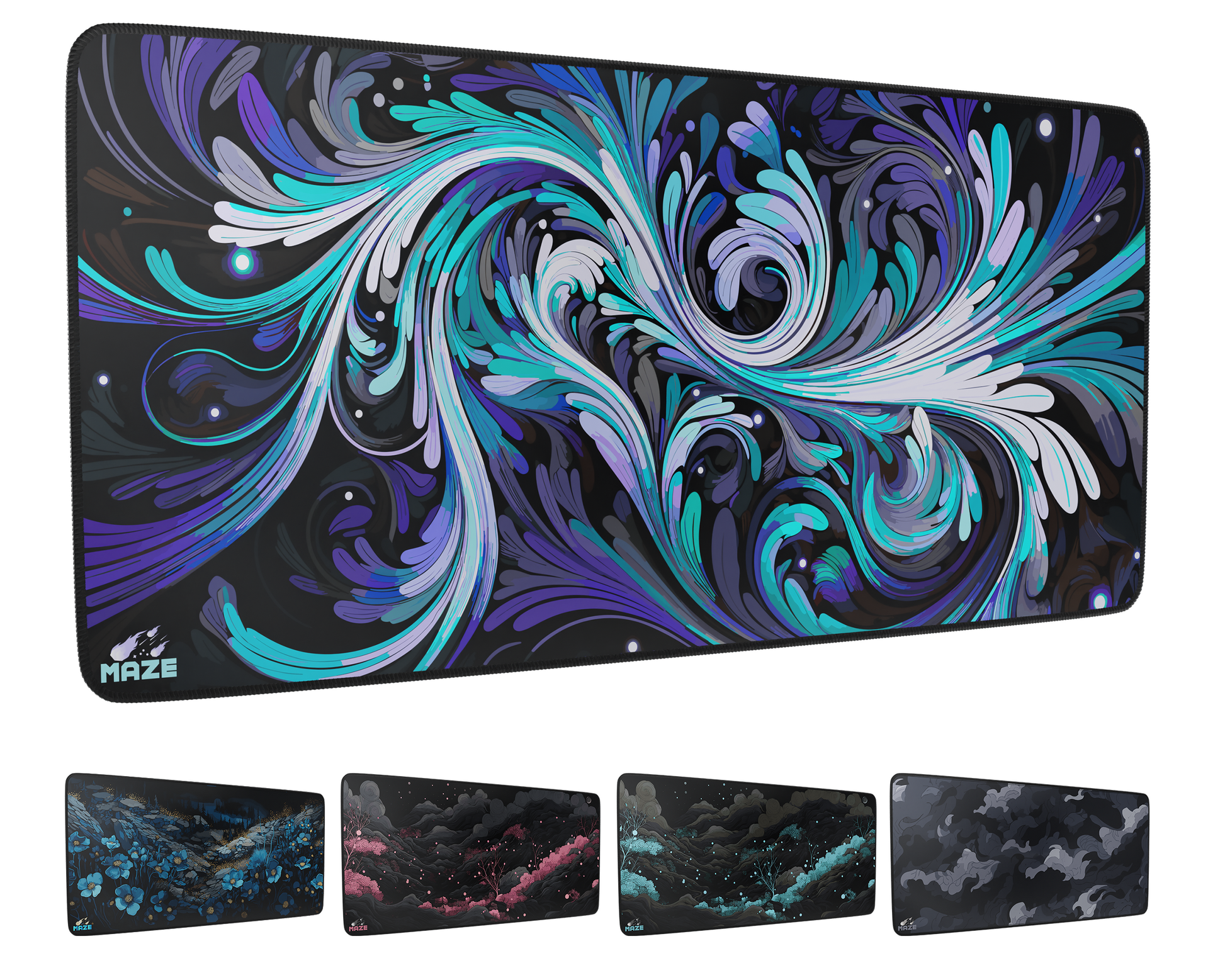 MAZE Spirals B Extended Gaming Desk Mat