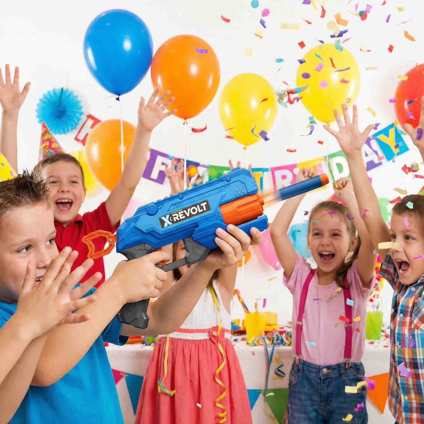 Child-friendly foam dart blaster with durable plastic body and safe foam ammunition