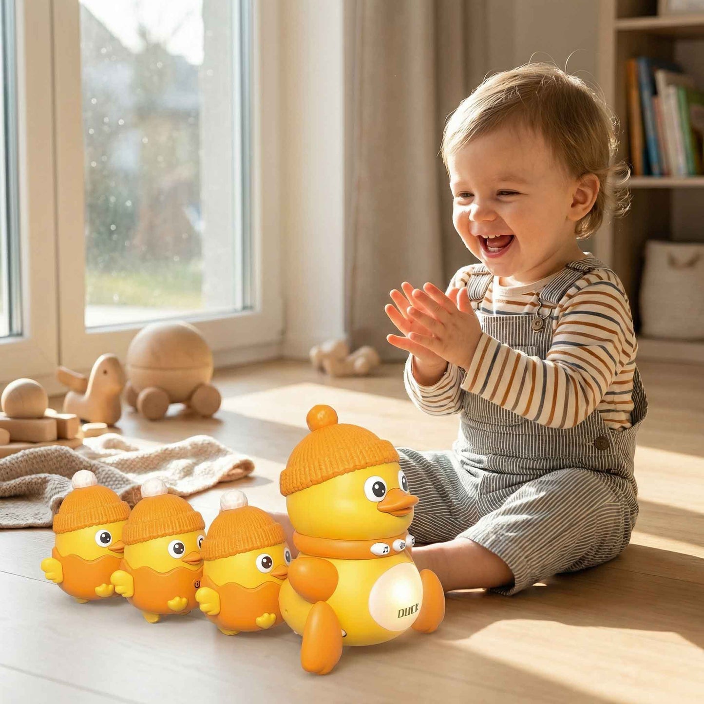 Baby crawling chase toy swinging duck with music for 18 months+