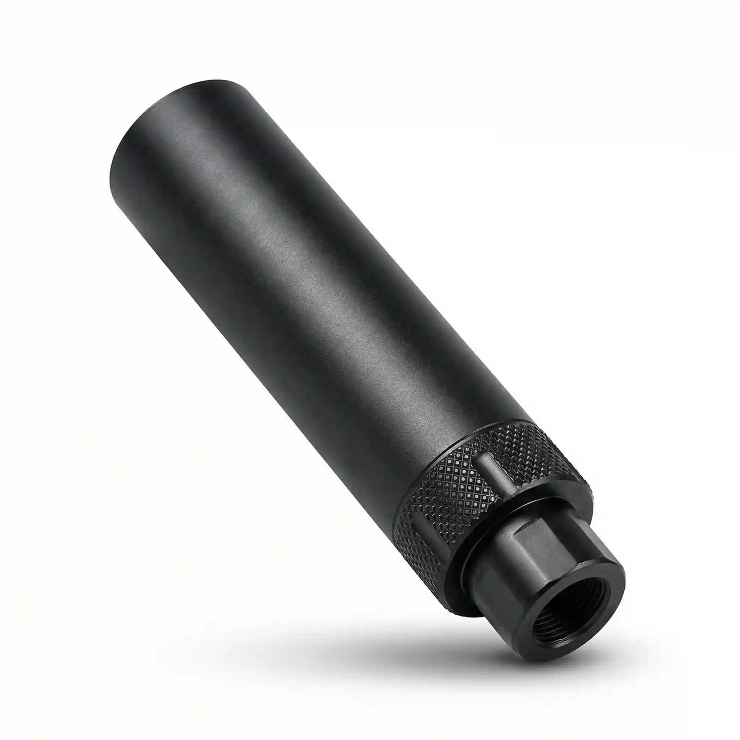 Tactical barrel extension with blue LED effect
• Mock suppressor style barrel attachment
• Metal textured tactical barrel accessory
• Blue glow muzzle extension for toy models