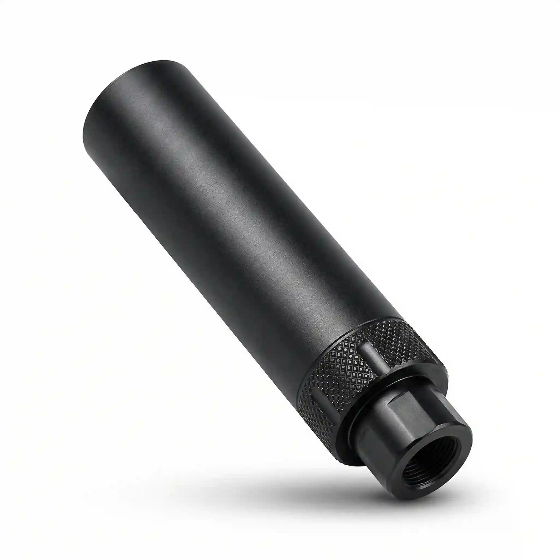 Tactical barrel extension with blue LED effect
• Mock suppressor style barrel attachment
• Metal textured tactical barrel accessory
• Blue glow muzzle extension for toy models