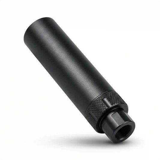 Tactical barrel extension with blue LED effect
• Mock suppressor style barrel attachment
• Metal textured tactical barrel accessory
• Blue glow muzzle extension for toy models