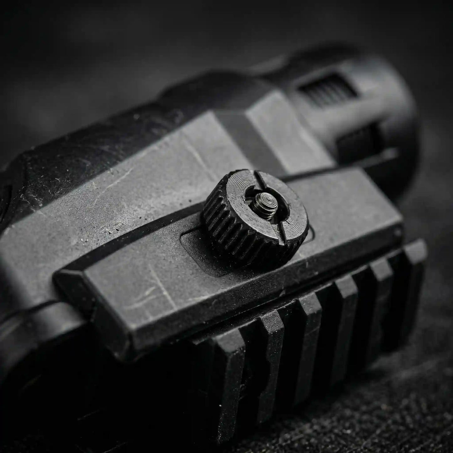 Rail mounted tactical red laser sight module with precision adjustment controls