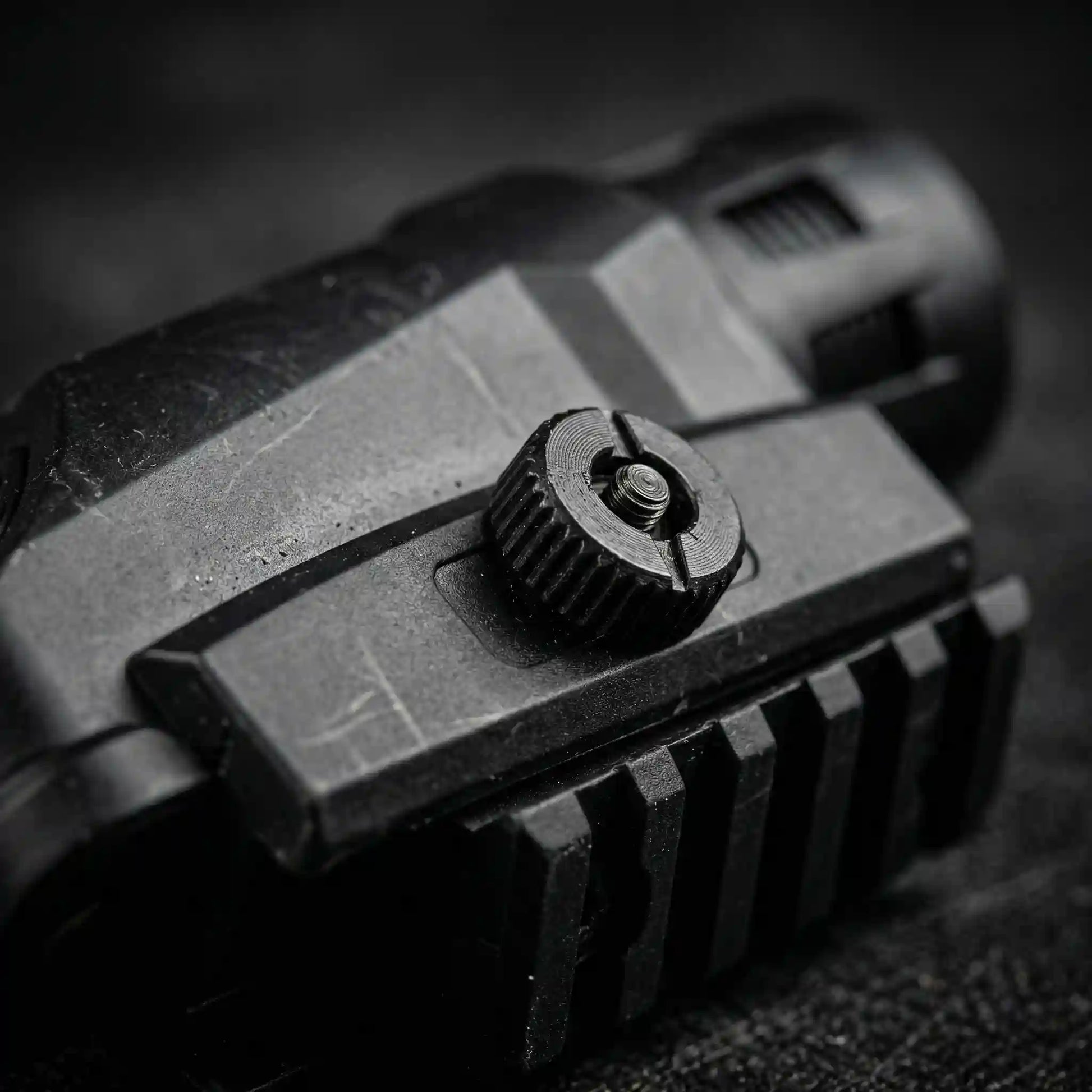 Rail mounted tactical red laser sight module with precision adjustment controls