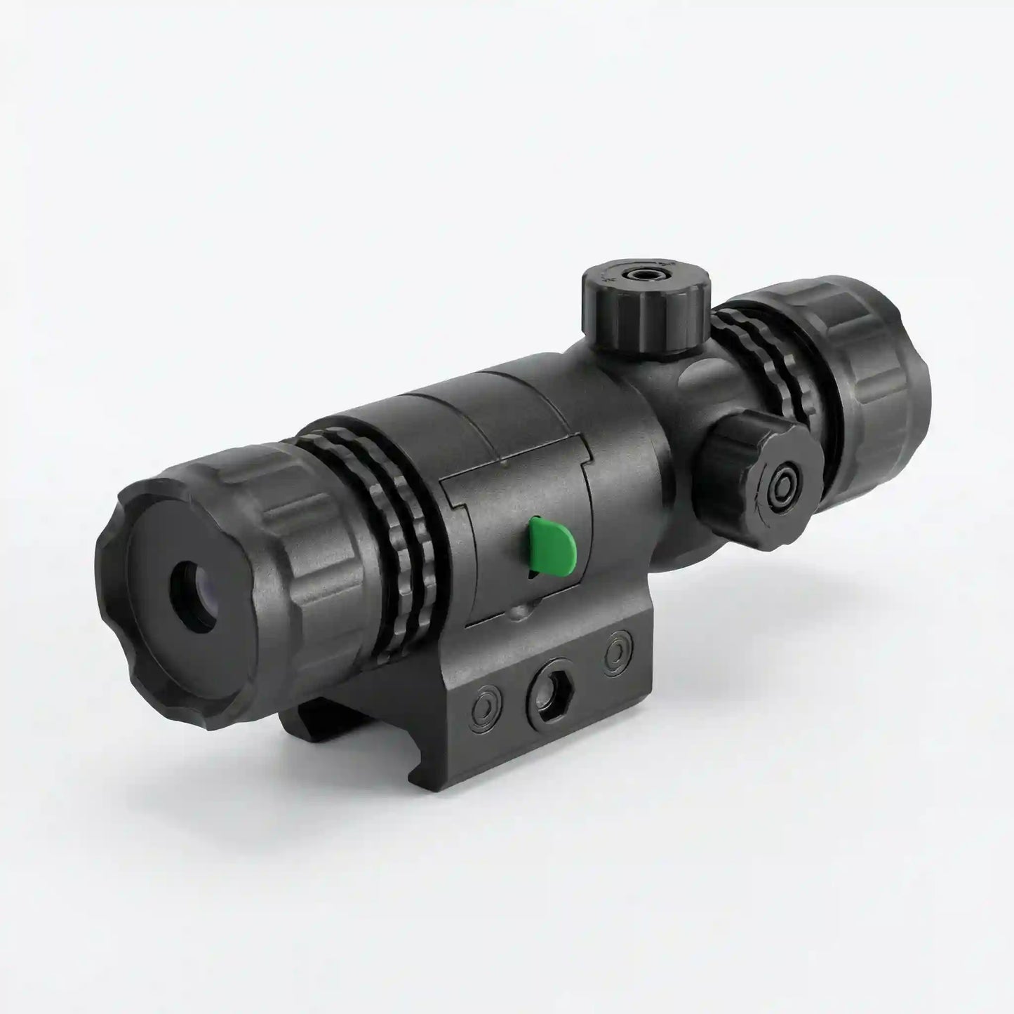 Rail mounted tactical red laser sight with adjustment controls for rifle targeting accessory