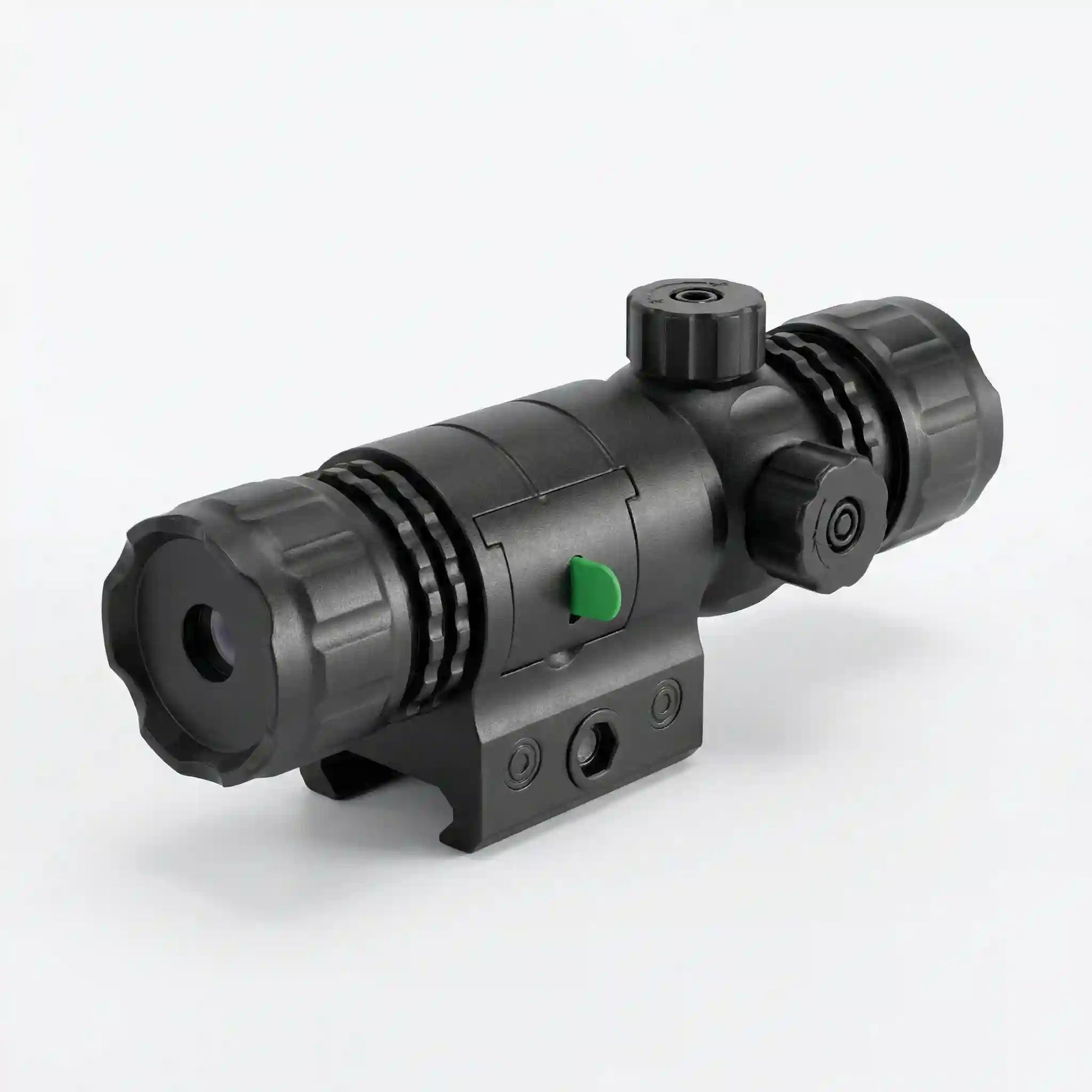 Rail mounted tactical red laser sight with adjustment controls for rifle targeting accessory
