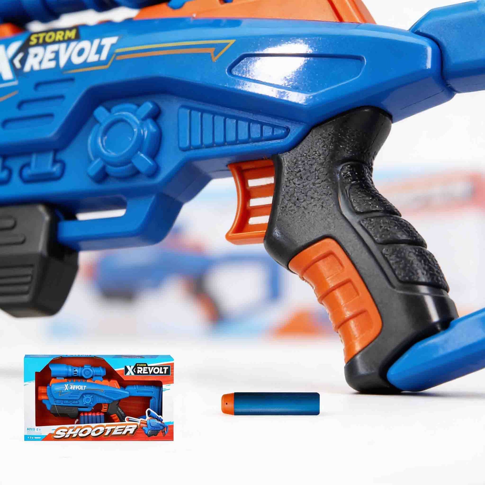 Large blue and orange foam dart blaster for kids