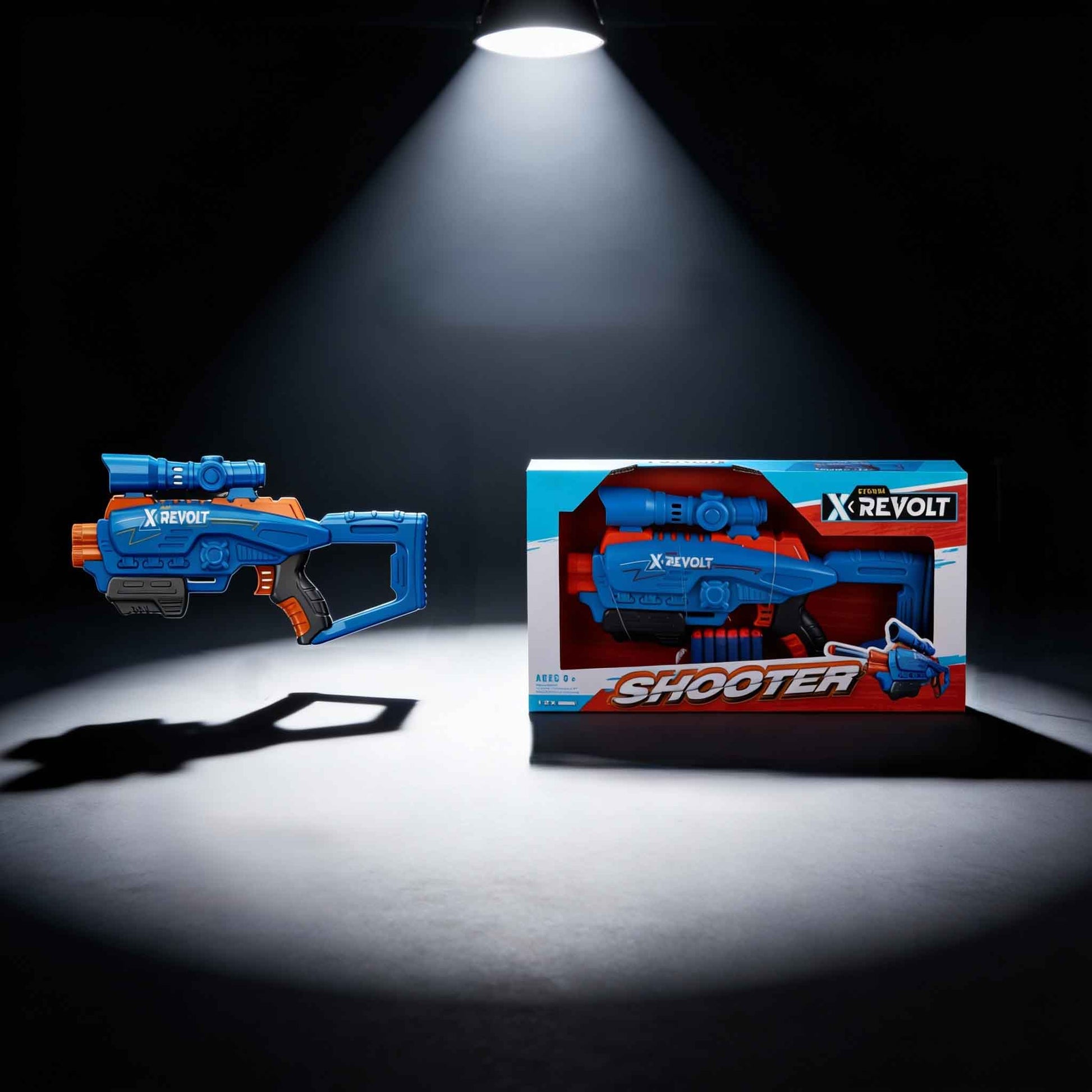 X Revolt Storm Shooter toy gun packaging display