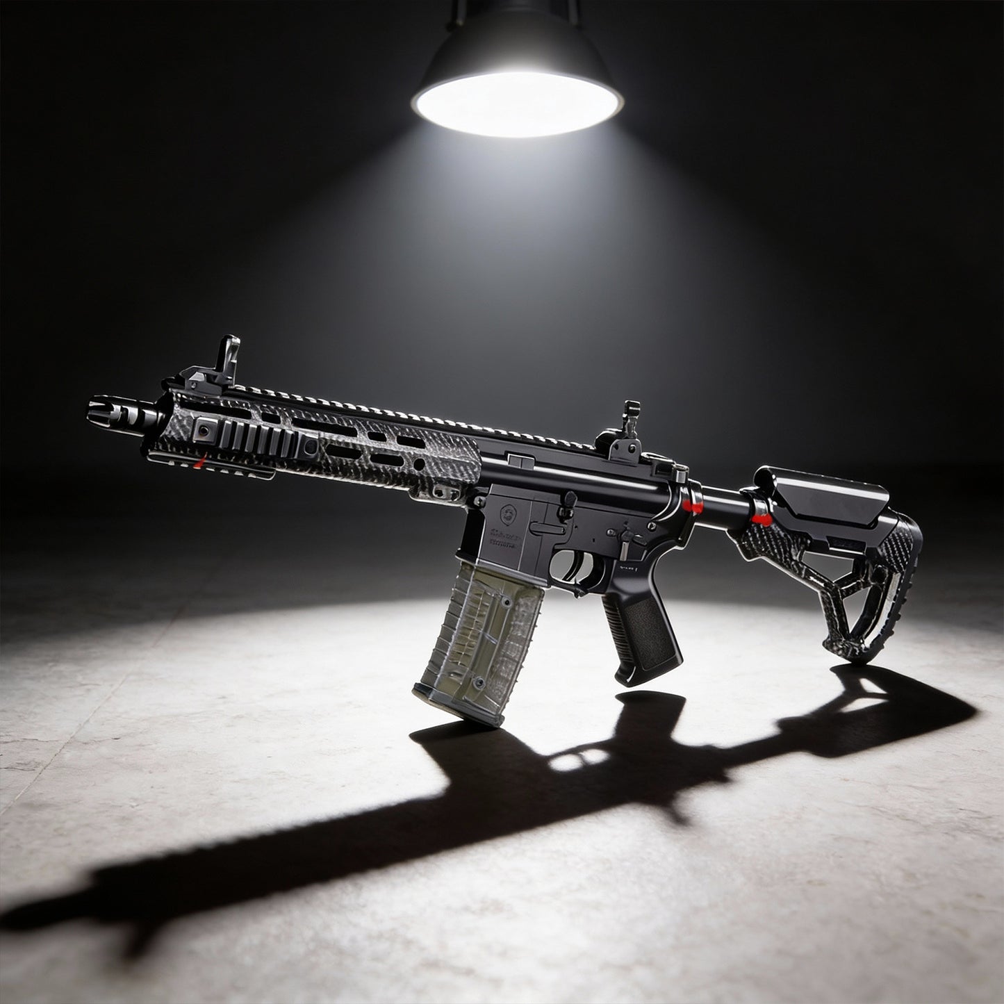 AR-15 F4 electric water gel blaster with adjustable stock and carry case