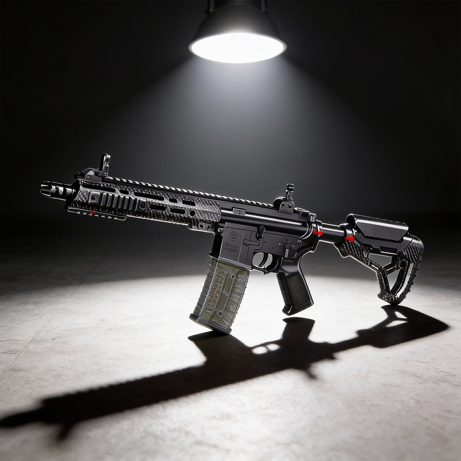 AR-15 F4 electric water gel blaster with adjustable stock and carry case