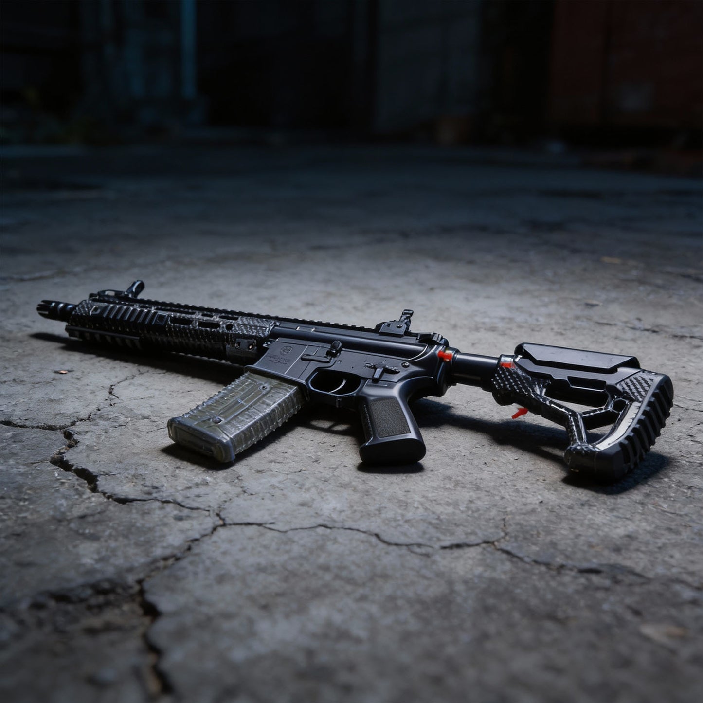 AR-15 electric gel blaster with spiral metal inner barrel and electric magazine