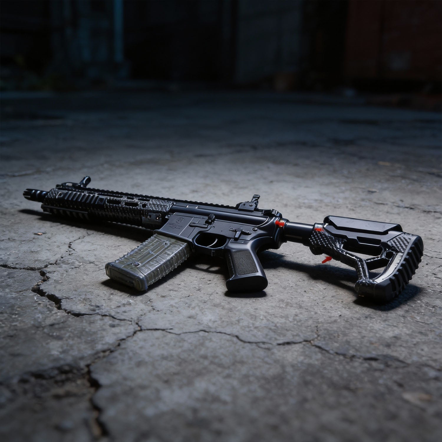 AR-15 electric gel blaster with spiral metal inner barrel and electric magazine