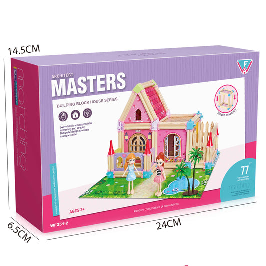 77-Piece Dollhouse Building Block Toy Set – Kids Playhouse with Accessories