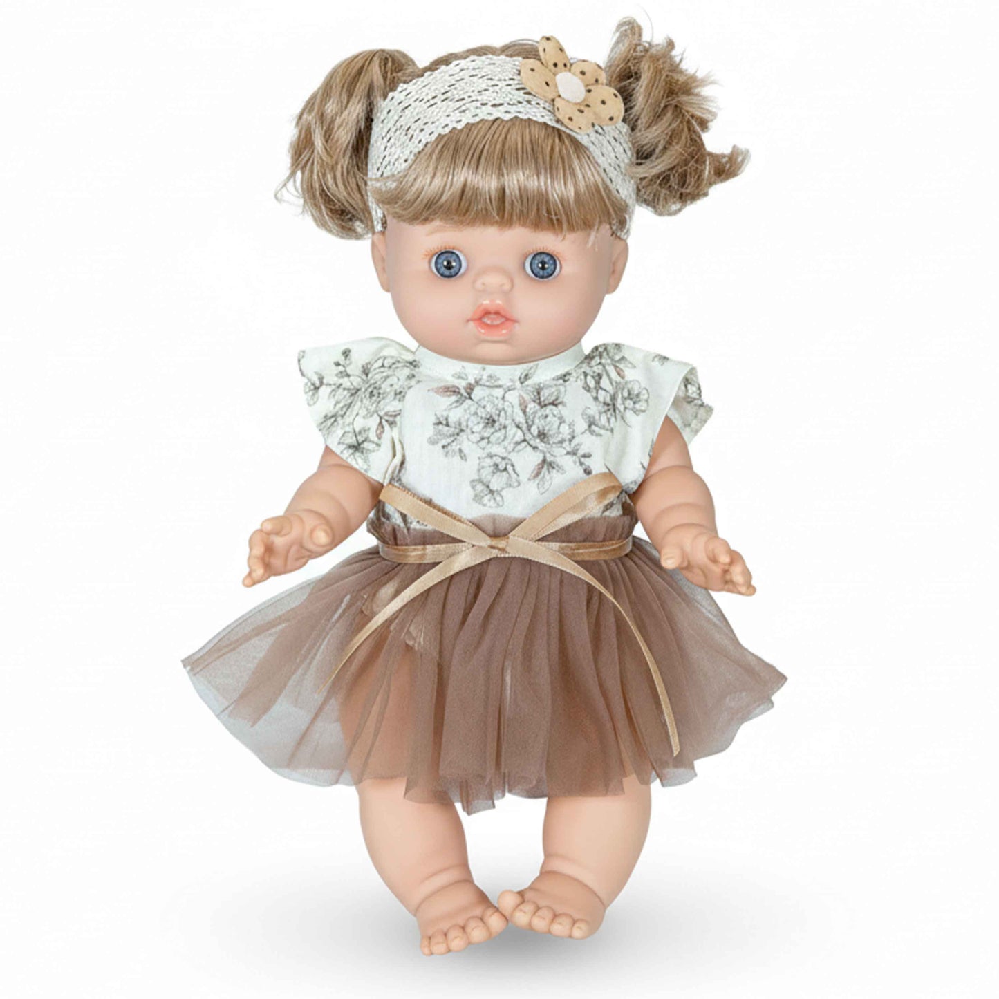 Baby So Lovely Doll Floral Top & Brown Tulle Skirt with Lace Headband – 18M+
