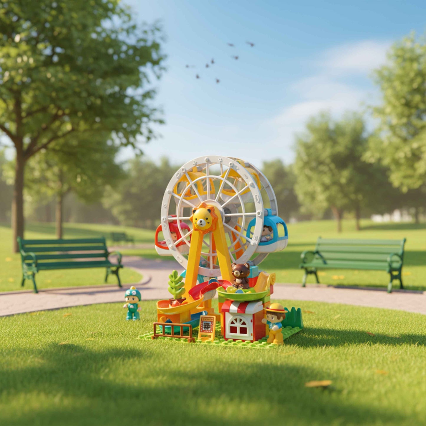 81PCS Ferris Wheel Building Blocks Set (3+) – Bear Playground Theme
