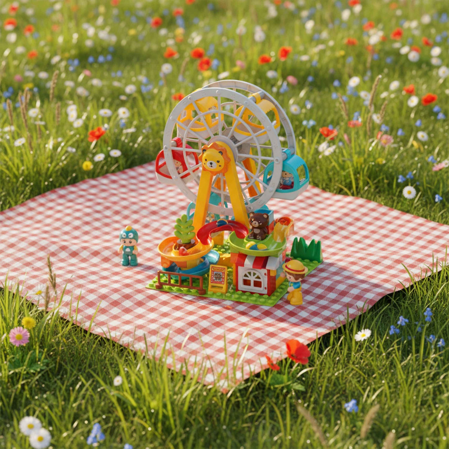 81PCS Ferris Wheel Building Blocks Set (3+) – Bear Playground Theme