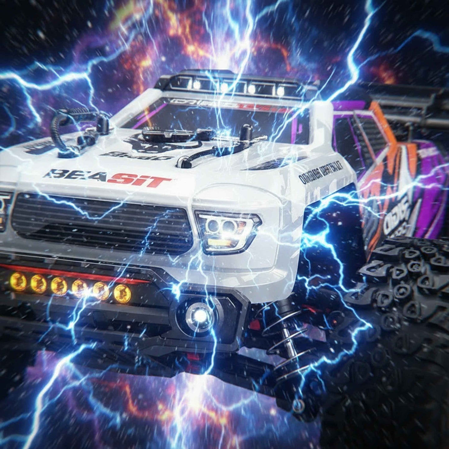 BEAST 4WD High-Speed RC Off-Road Truck (White/Purple/Orange) 1:16