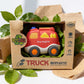 Eco friendly wheat straw fire truck toy with recyclable packaging and smooth wheels