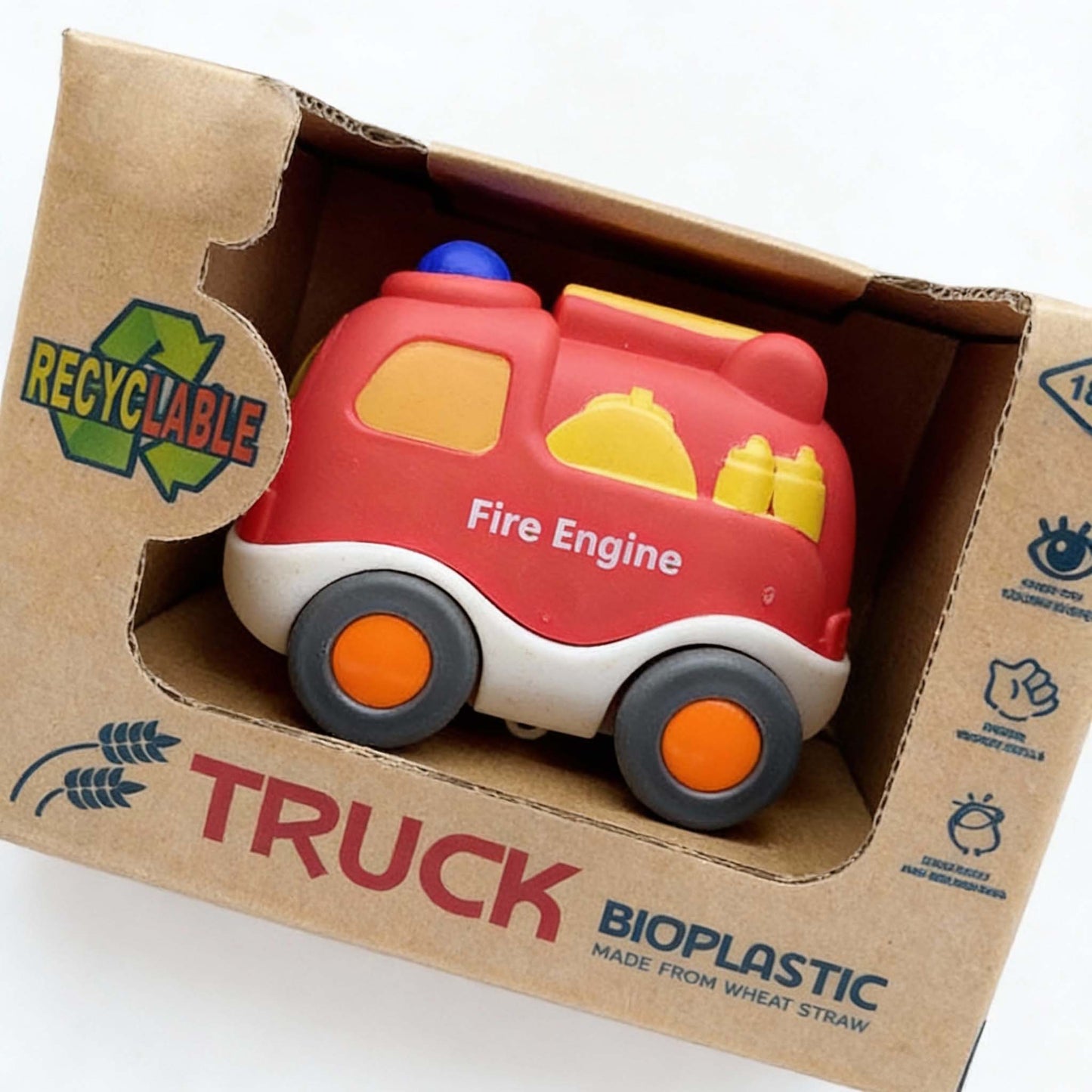 Bioplastic Fire Engine Toy Truck – Eco Wheat Straw Fire Truck (18M+)