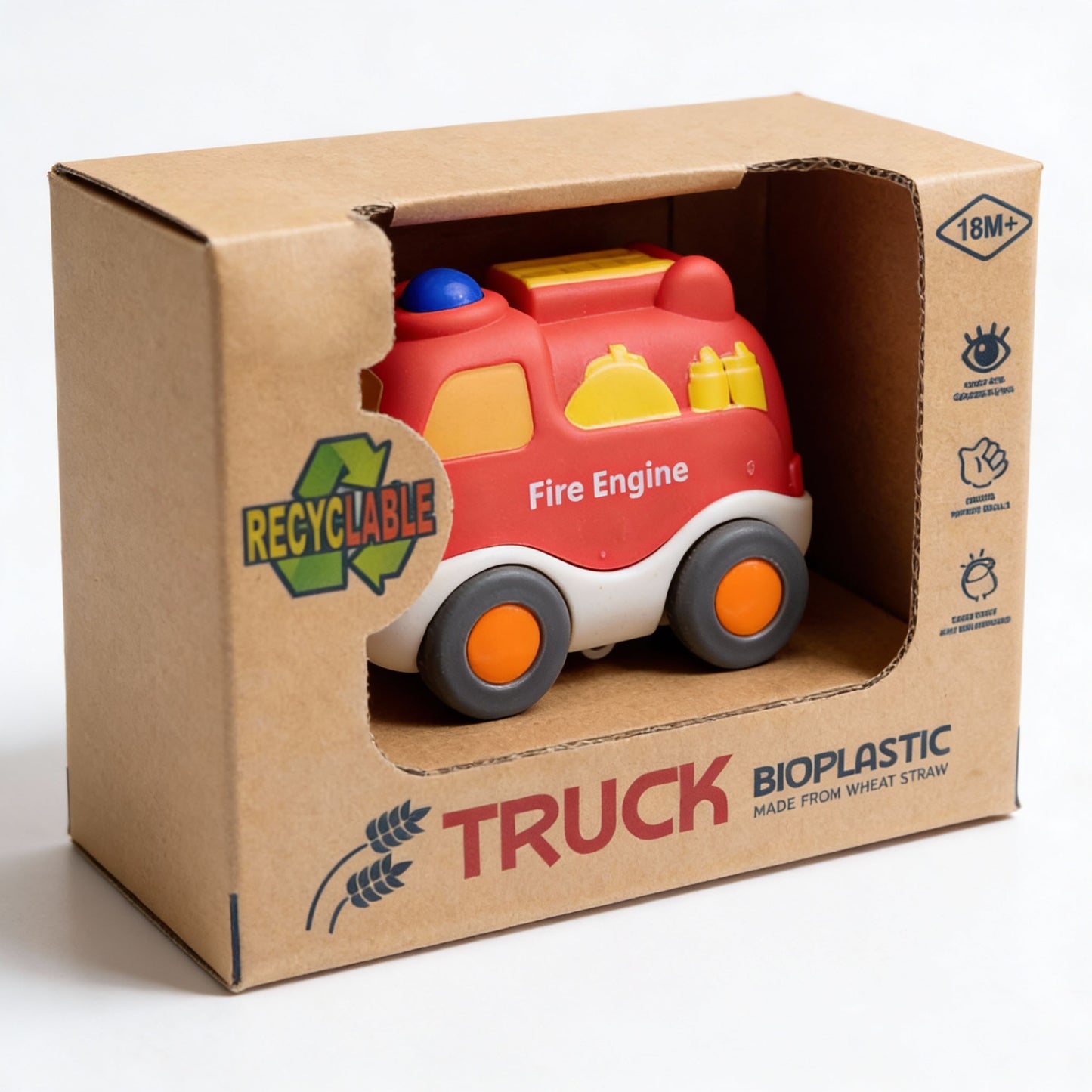 Bioplastic Fire Engine Toy Truck – Eco Wheat Straw Fire Truck (18M+)
