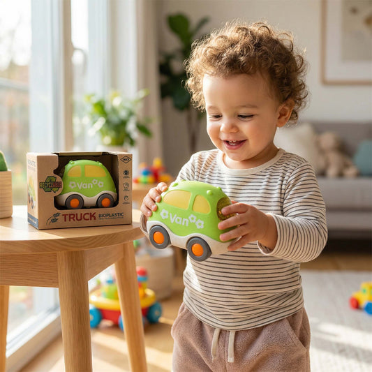 Recyclable packaging bioplastic toddler van push car with smooth rolling wheels