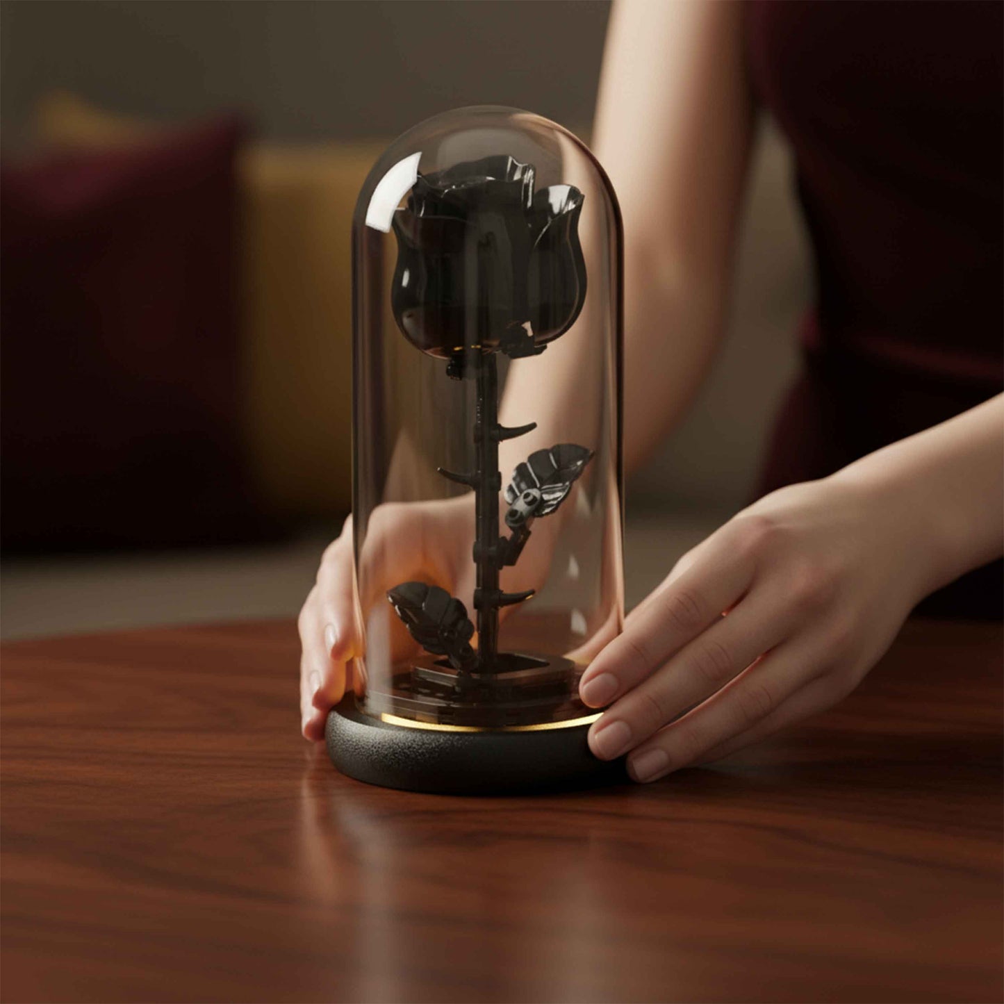 Black Rose Forever Flower in LED Glass Dome – Luxury Gift