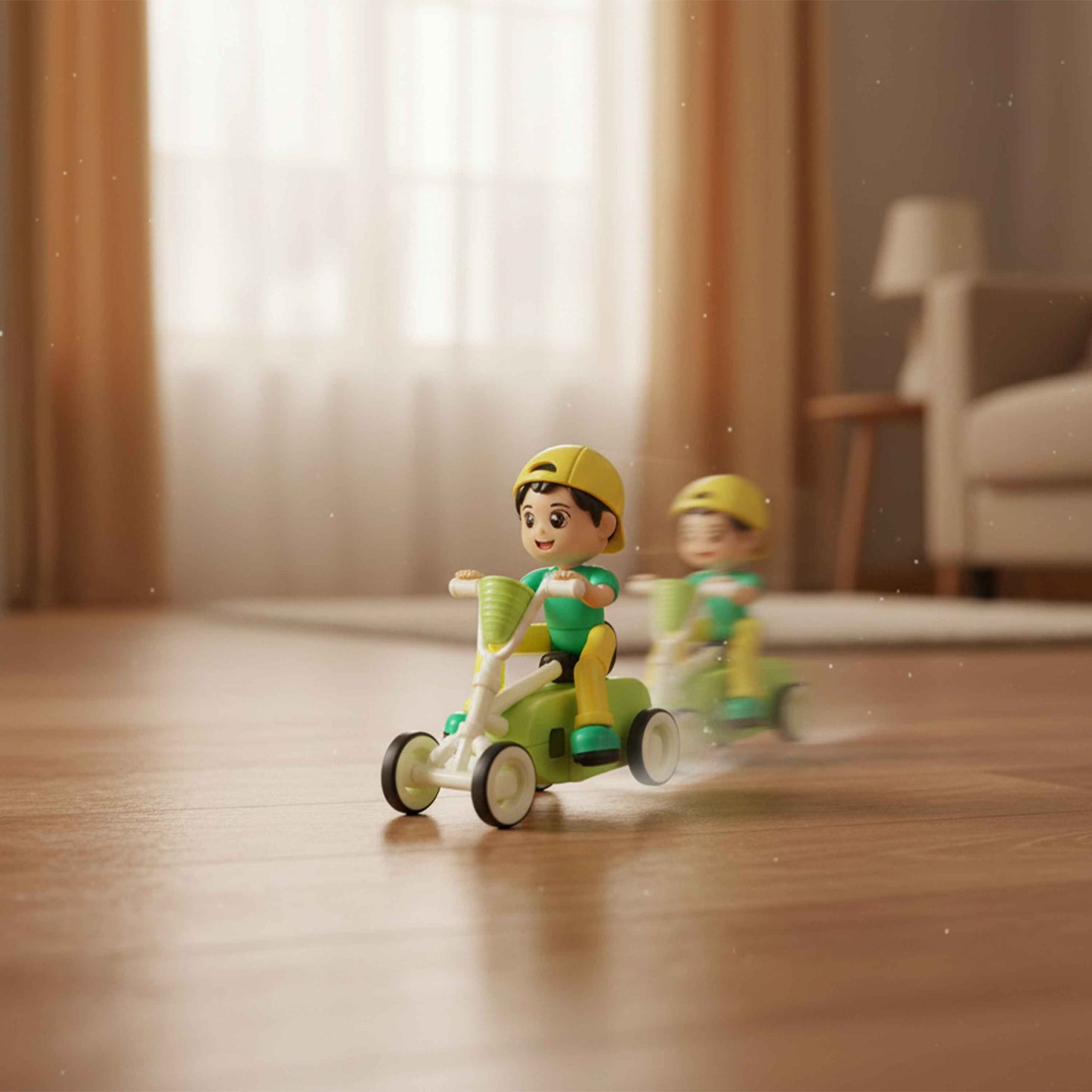 Cartoon Four-Wheeled Green Inertia Car | Kids Toy Qatar