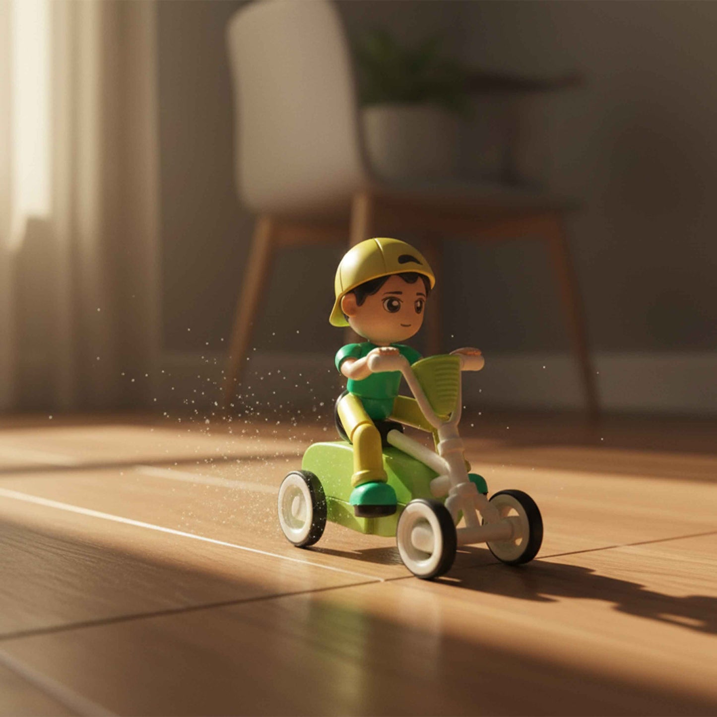 Cartoon Four-Wheeled Green Inertia Car | Kids Toy Qatar