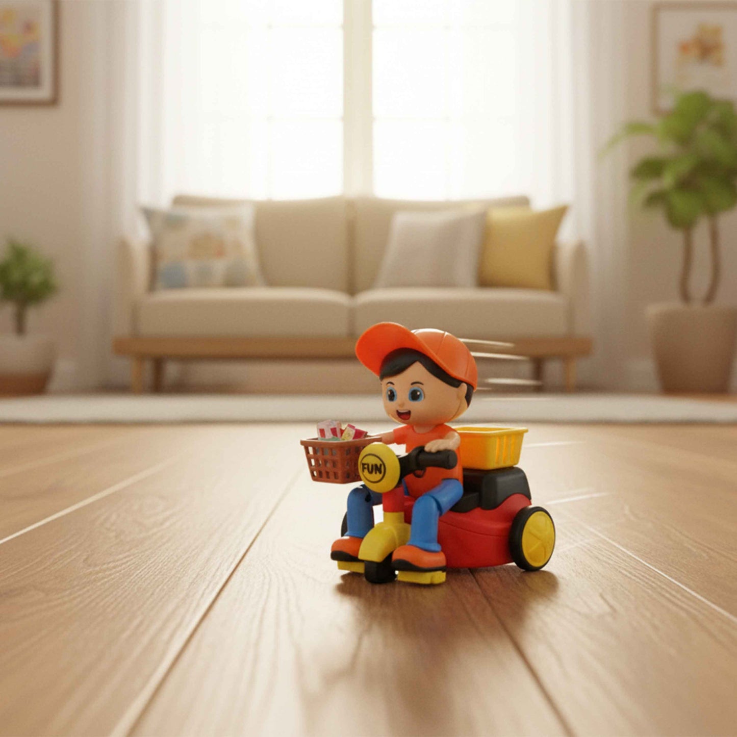 Three-Wheel Cartoon Inertia Vehicle | Kids Push-and-Go Toy