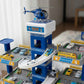 City Shuttle Police Parking Lot Garage Playset – 16 Alloy Cars + 1 Alloy Airplane (Multi-Level Track)