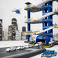 City Shuttle Police Parking Lot Garage Playset – 16 Alloy Cars + 1 Alloy Airplane (Multi-Level Track)