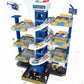 City Shuttle Police Parking Lot Garage Playset – 16 Alloy Cars + 1 Alloy Airplane (Multi-Level Track)