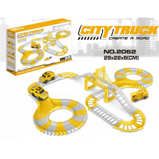 City Truck Create a Road Track Set 98PCS with Bridge & Loops