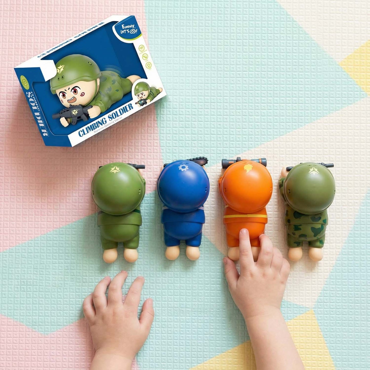 Indoor kids toy soldier with movement and sensory features