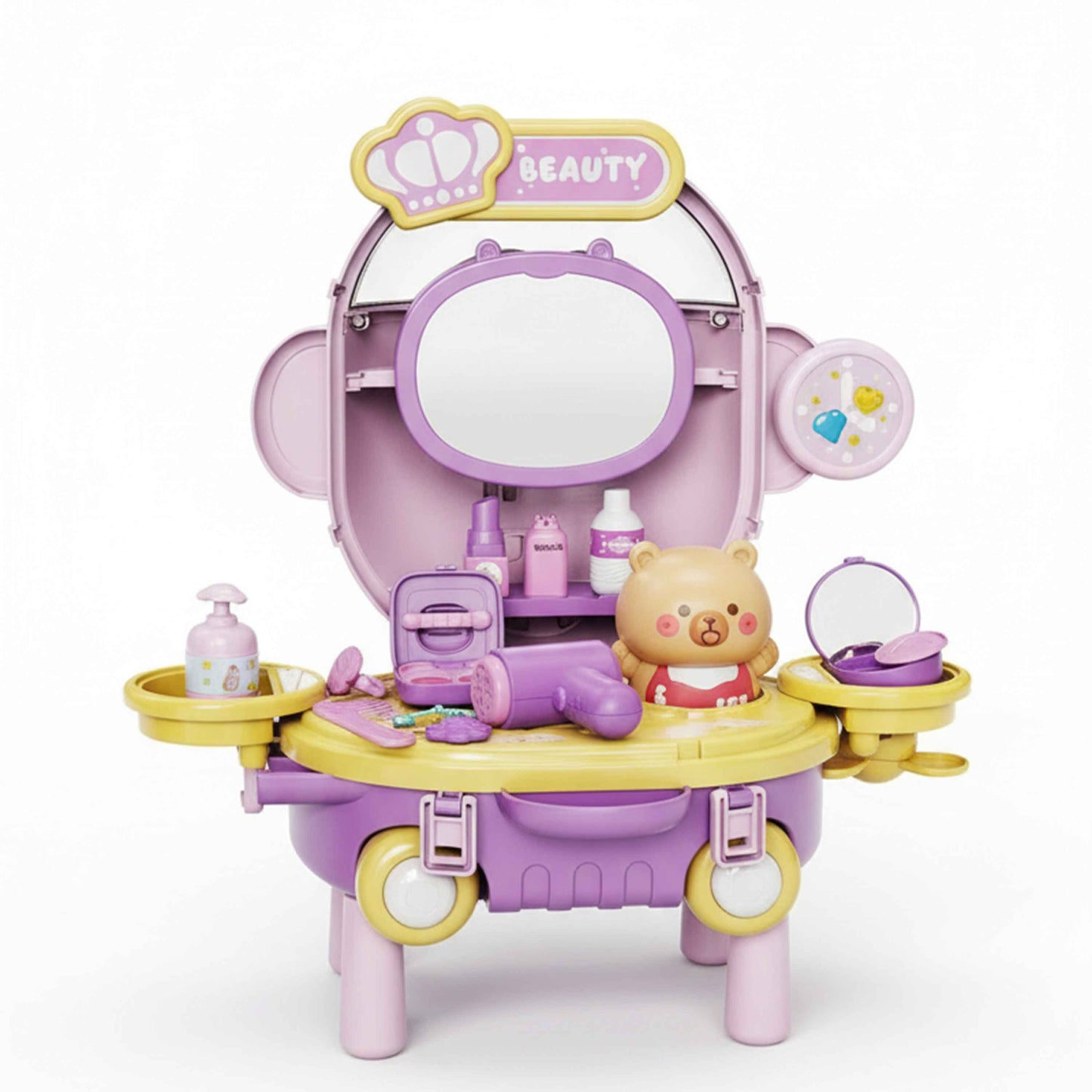 Convertible Beauty Airplane Vanity Table with Accessories (Kids Pretend Play)