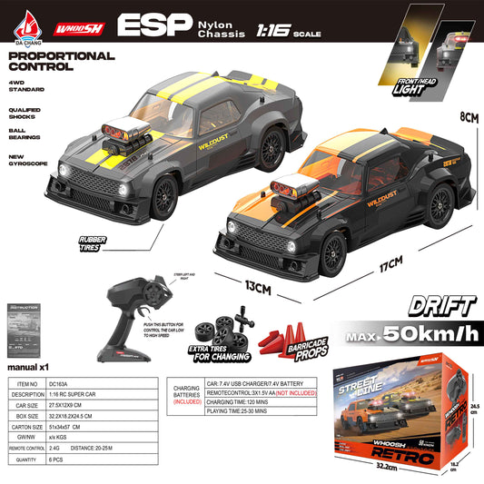 1:16 4WD Proportional RC Drift Car with ESP Gyro – 50km/h