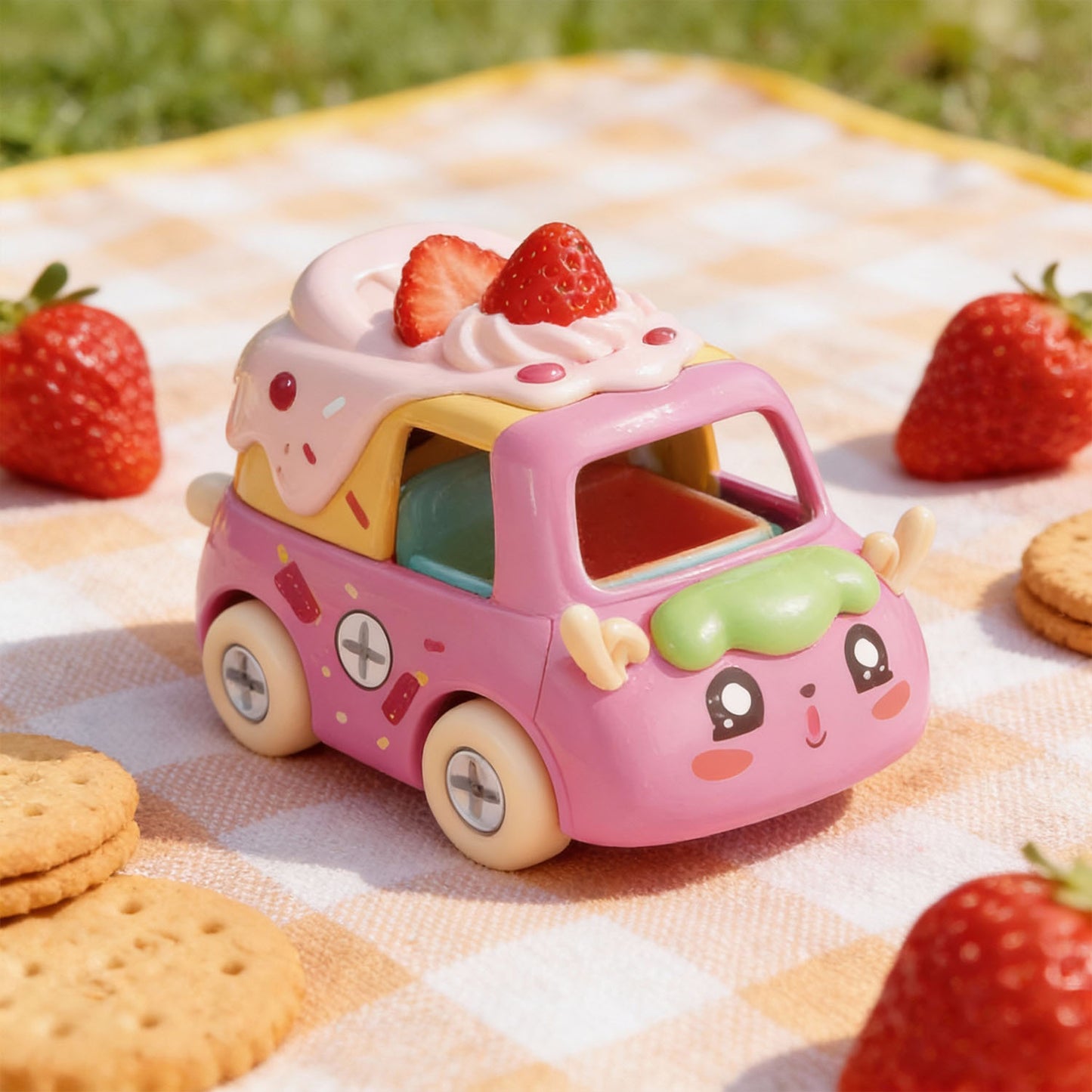 Kids DIY Dessert Car Assembled Toy Set – Ice Cream, Cake, Waffle and Popsicle Cart Toy Cars for Pretend Play and Creative Fun | Qatar