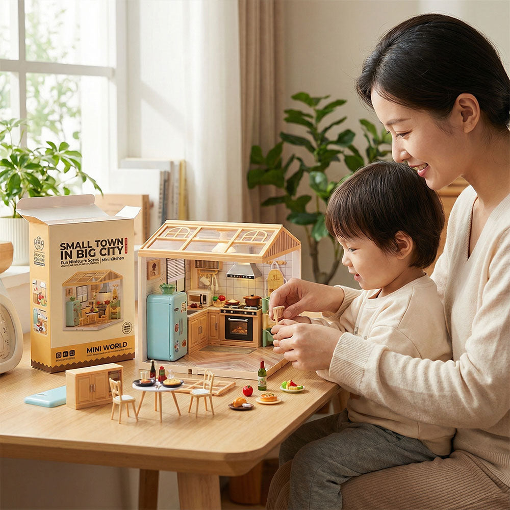 Small Town in Big City DIY mini kitchen miniature scene set 125pcs